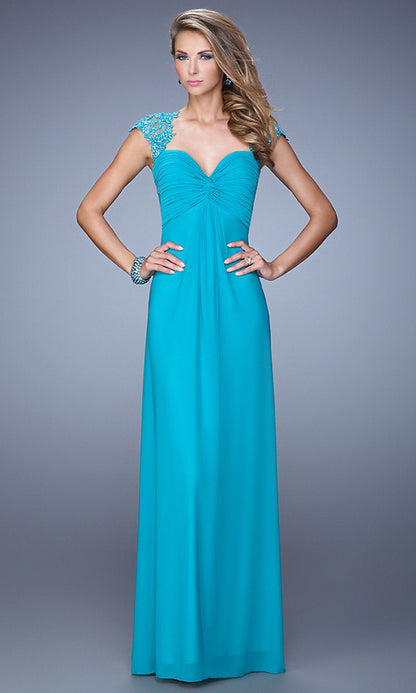 Open-Back Empire-Waist Long La Femme Prom Dress