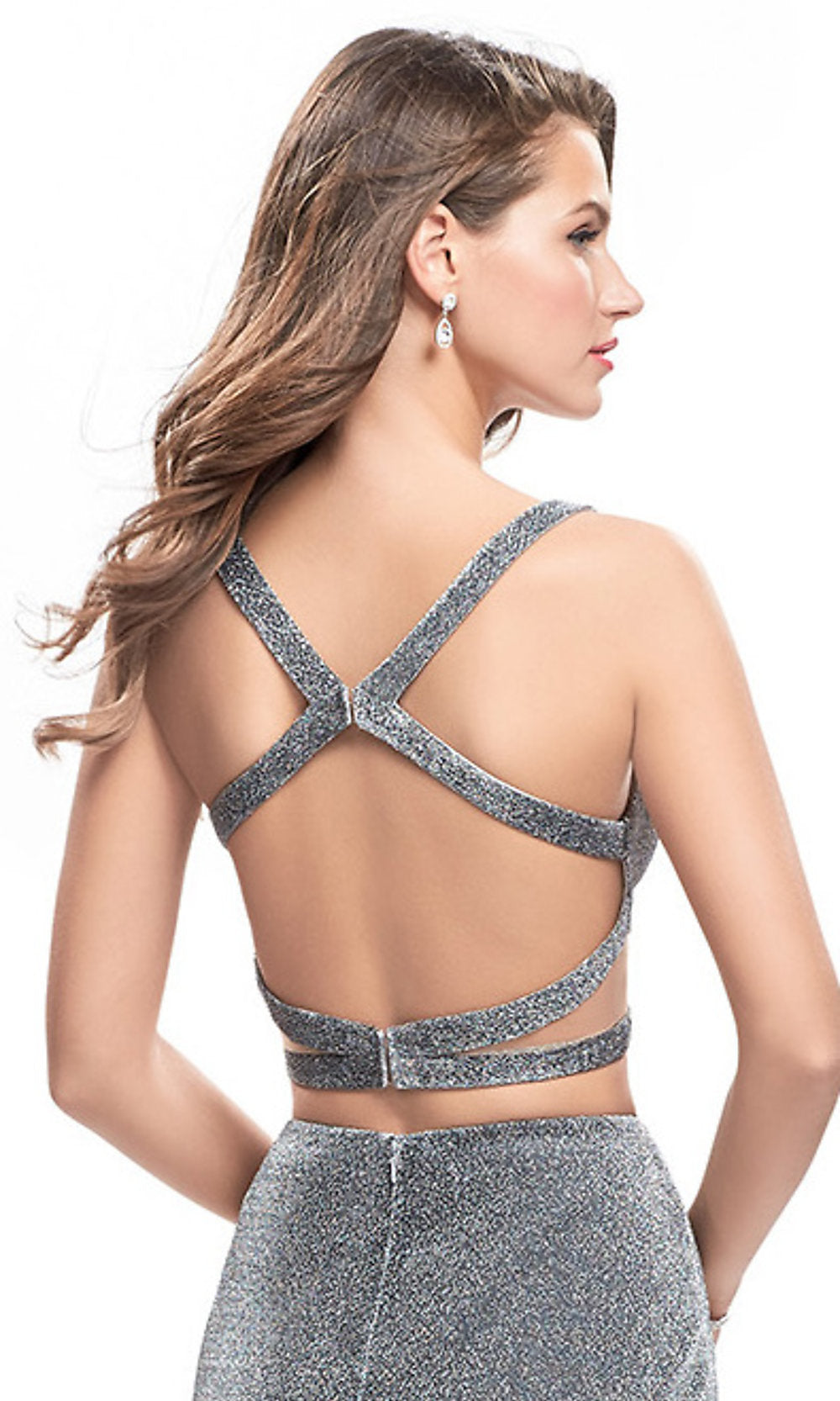 Long La Femme Open-Back Two-Piece Prom Dress